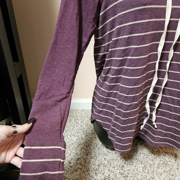 Pink Clover Purple Striped Cowl Neck Long Sleeve - Picture 6 of 12